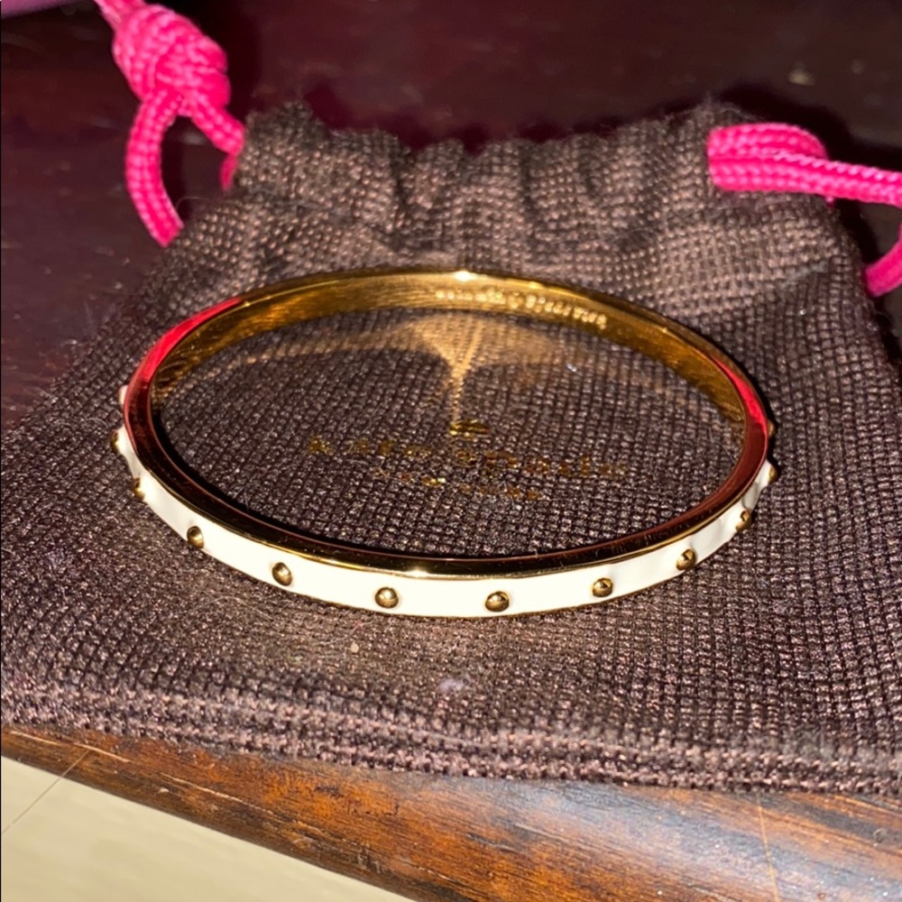 Kate Spade White hinged bangle bracelet!